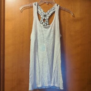 Elegant Cream Floral Back Tank Top